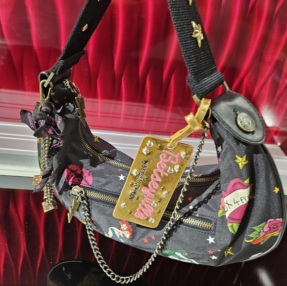 NWOT Betseyville Betsey Johnson Black & Gold Traditional Tattoo Vintage Purse - Picture 2 of 11
